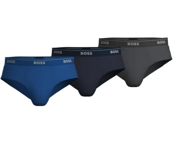 Hugo Boss Men's 3-Pack Cotton Brief X-Large True Blue/Sky Captain/Forged Iron