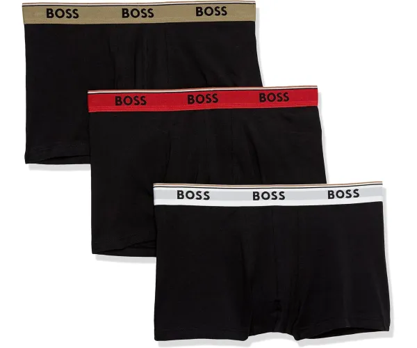 BOSS Men's 3-Pack Stretch Cotton Regular Fit Trunks Small Black Oil/Black Metal/Black Grease
