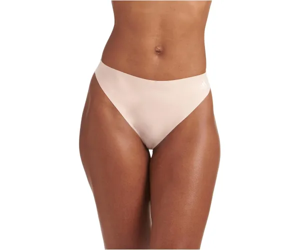 adidas Women's Micro Flex Thong Panty Underwear Large Peach Whip/White