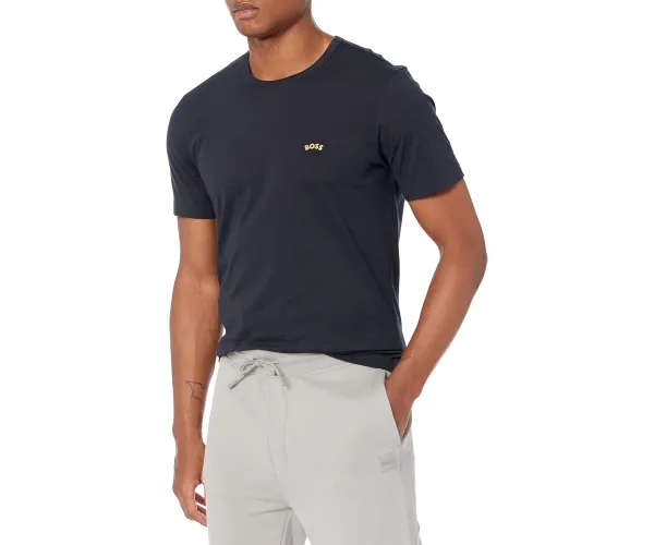 BOSS Men's Contrast Curve Logo Short-Sleeve Cotton T-Shirt Small Basic Navy